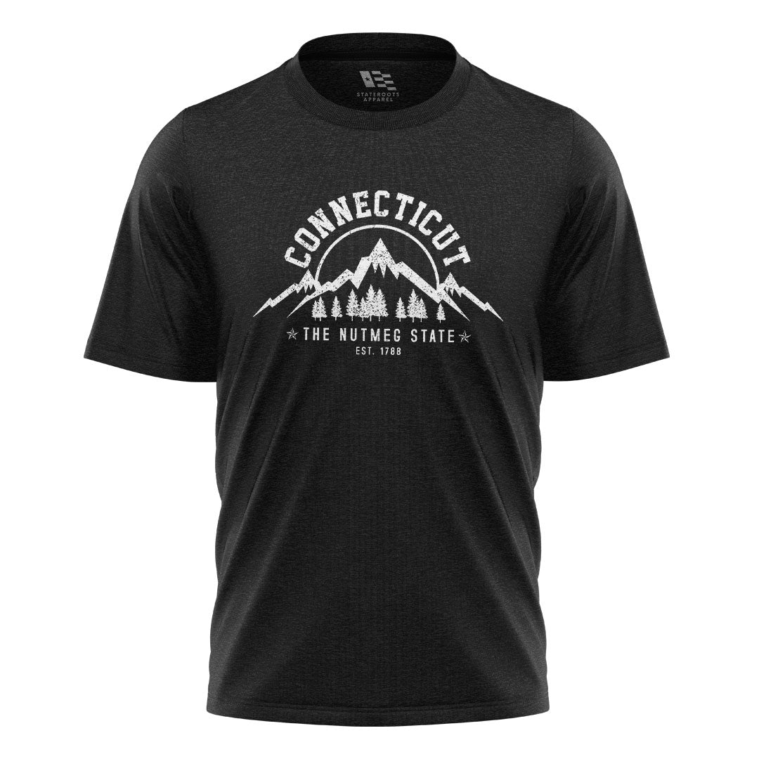 Connecticut Nutmeg State T-Shirt | Mountains Pines Tee - Black