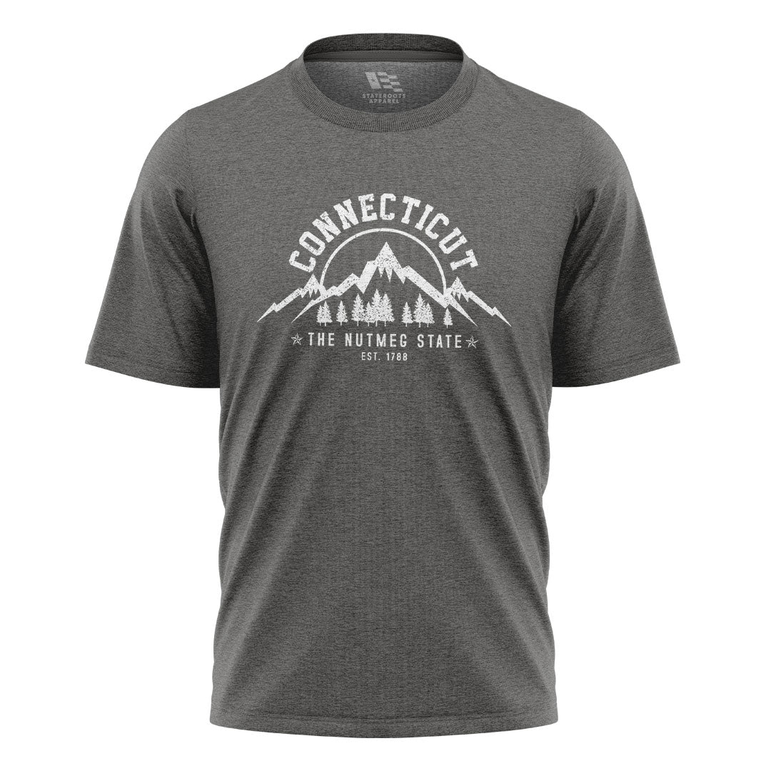 Connecticut Nutmeg State T-Shirt | Mountains Pines Tee - Charcoal