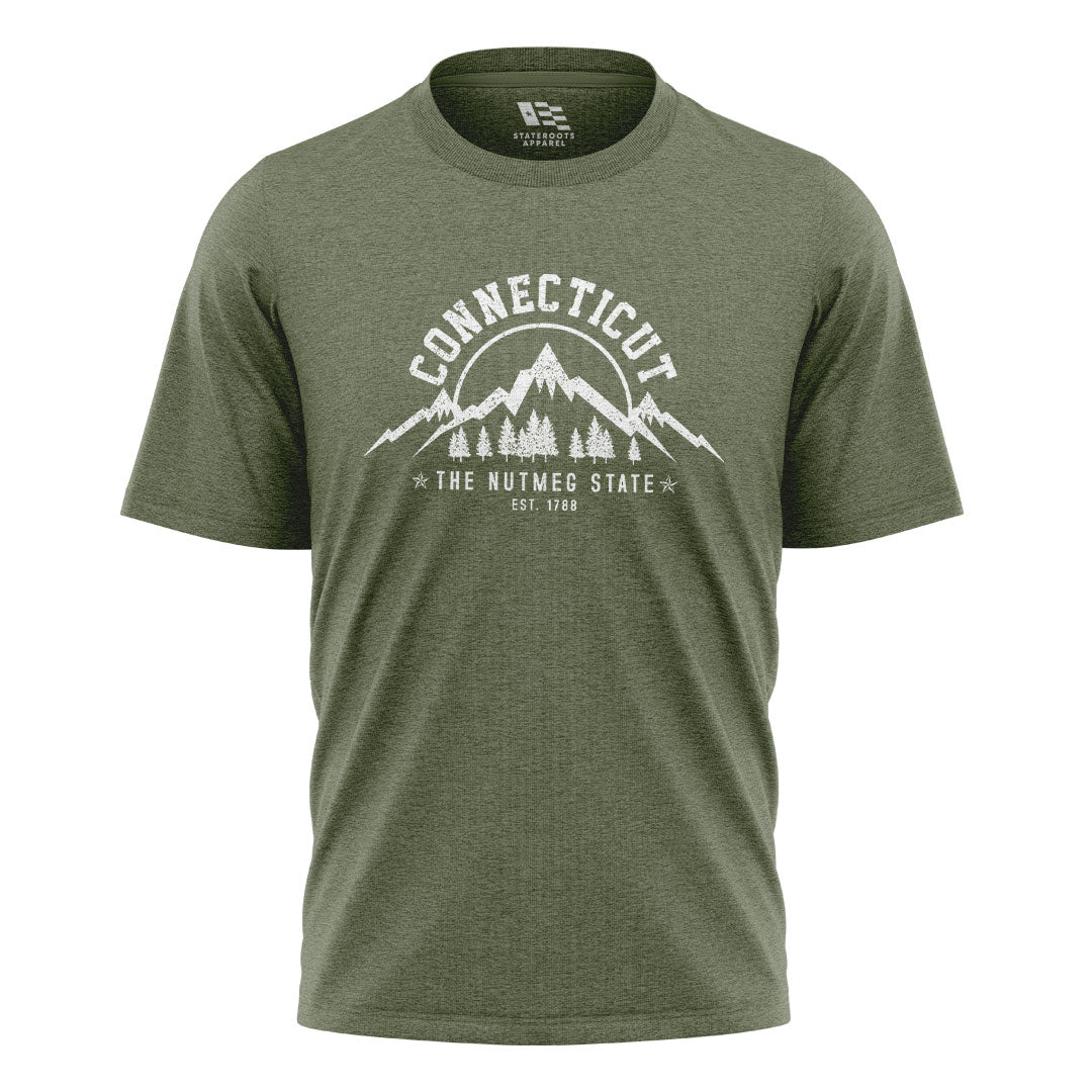 Connecticut Nutmeg State T-Shirt | Mountains Pines Tee - Military Green