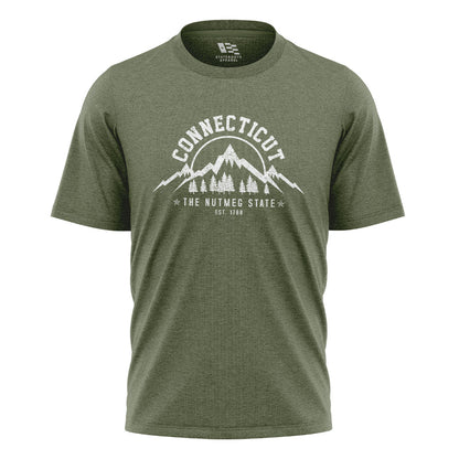 Connecticut Nutmeg State T-Shirt | Mountains Pines Tee - Military Green
