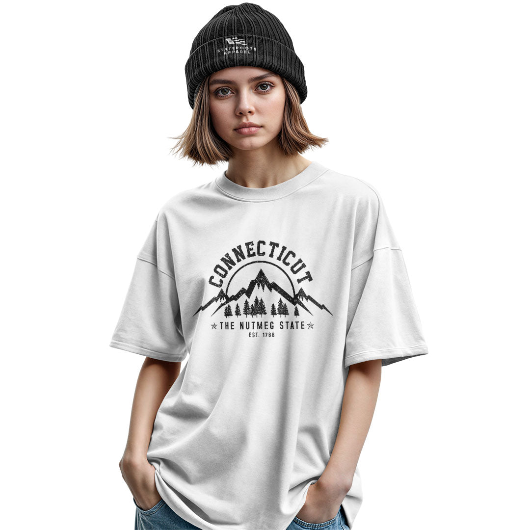 Connecticut Nutmeg State T-Shirt | Mountains Pines Tee - Military Green