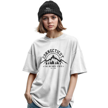 Connecticut Nutmeg State T-Shirt | Mountains Pines Tee - Military Green
