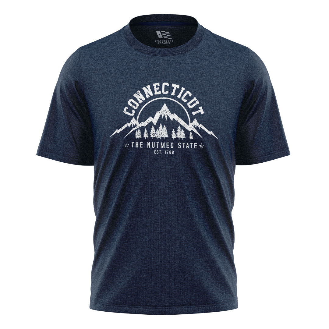 Connecticut Nutmeg State T-Shirt | Mountains Pines Tee - Navy