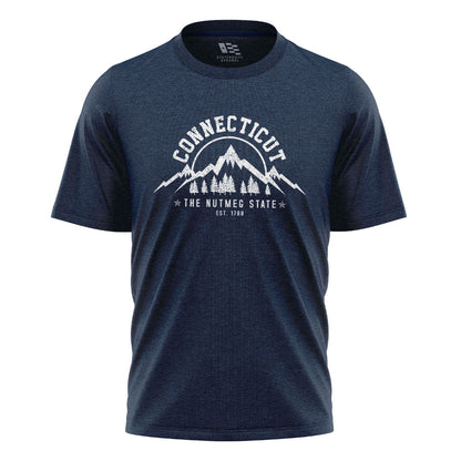 Connecticut Nutmeg State T-Shirt | Mountains Pines Tee - Navy