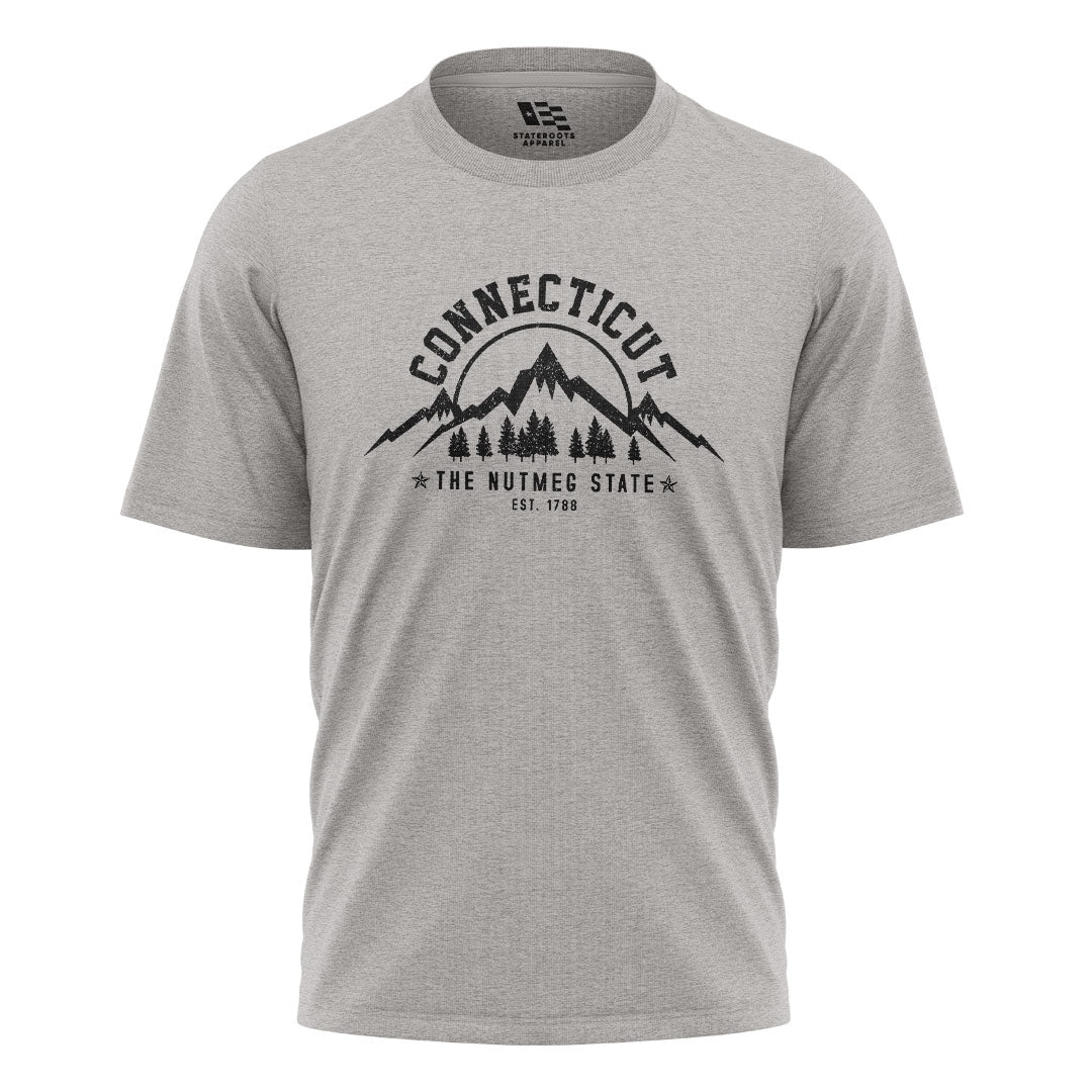 Connecticut Nutmeg State T-Shirt | Mountains Pines Tee - Sport Grey