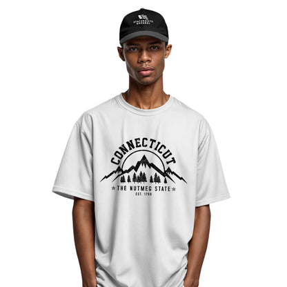 Connecticut Nutmeg State T-Shirt | Mountains Pines Tee - White