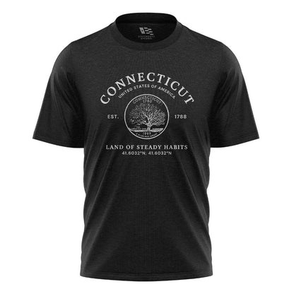 Connecticut State Quarter T-Shirt | Charter Oak Coin Tee - Black
