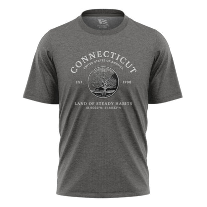 Connecticut State Quarter T-Shirt | Charter Oak Coin Tee - Charcoal