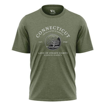 Connecticut State Quarter T-Shirt | Charter Oak Coin Tee - Military Green