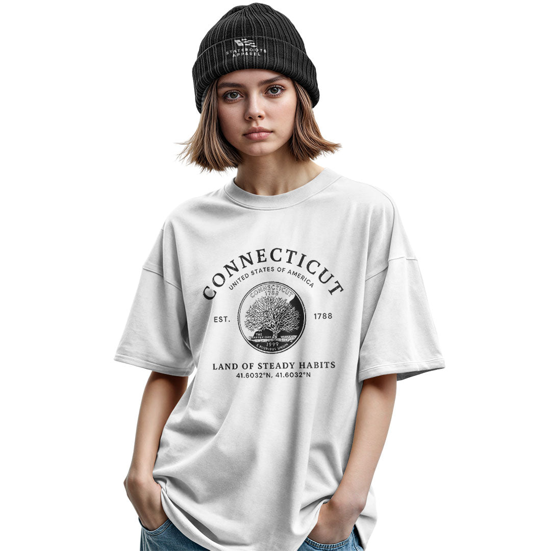Connecticut State Quarter T-Shirt | Charter Oak Coin Tee - Military Green
