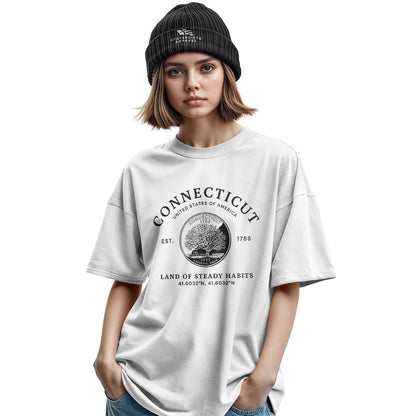 Connecticut State Quarter T-Shirt | Charter Oak Coin Tee - Military Green