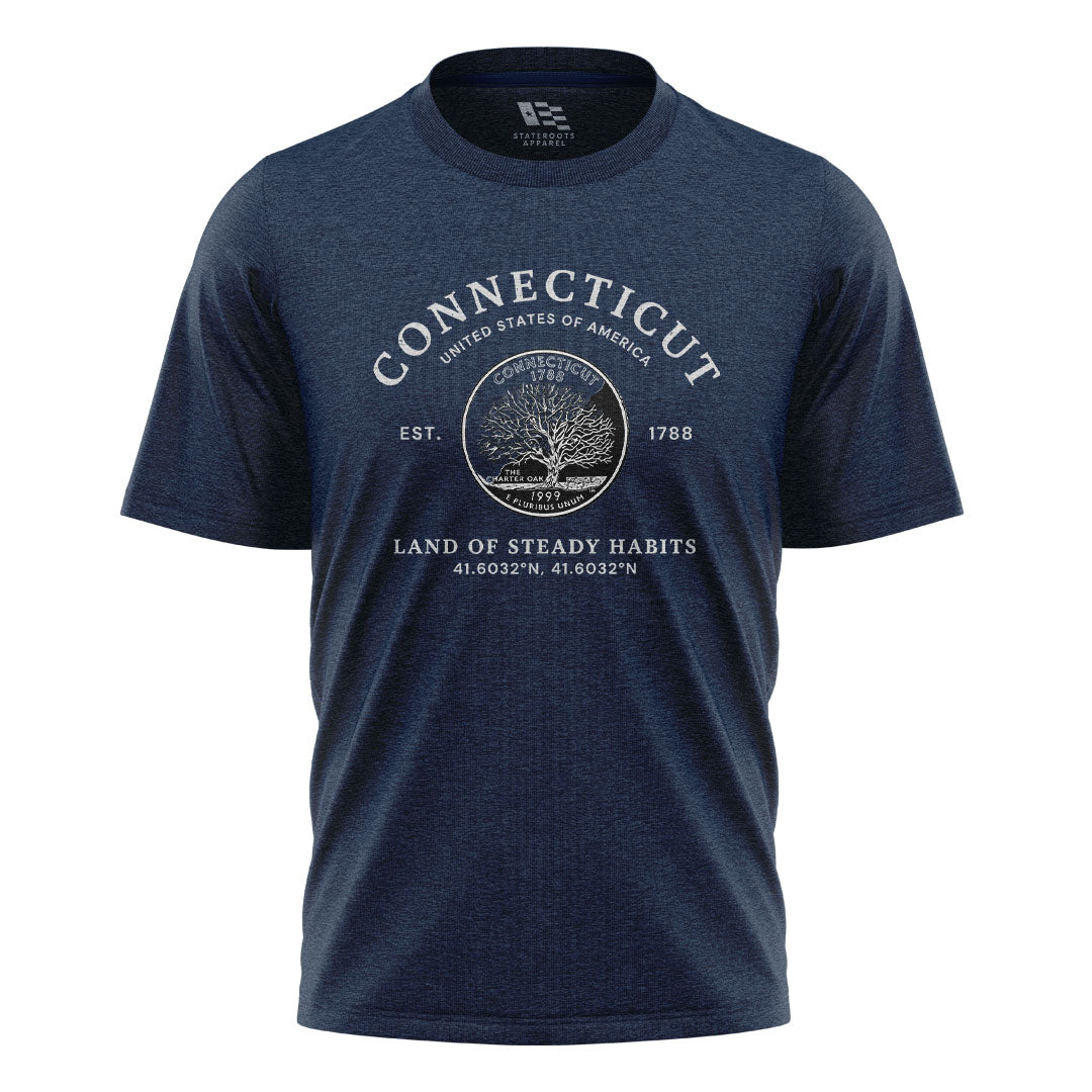 Connecticut State Quarter T-Shirt | Charter Oak Coin Tee - Navy