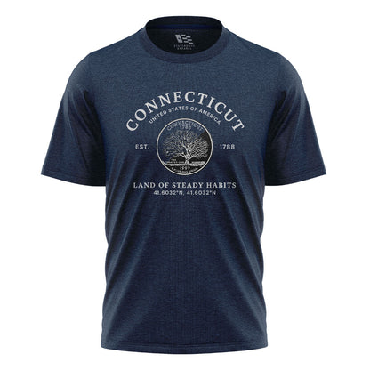 Connecticut State Quarter T-Shirt | Charter Oak Coin Tee - Navy