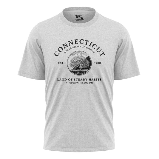 Connecticut State Quarter T-Shirt | Charter Oak Coin Tee - White