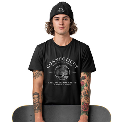 Connecticut State Quarter T-Shirt | Charter Oak Coin Tee - White