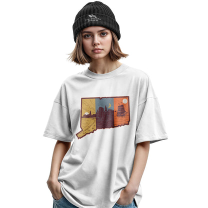 Connecticut State Silhouette T-Shirt | Tri-Tone Coast Tee - Military Green