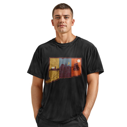Connecticut State Silhouette T-Shirt | Tri-Tone Coast Tee - Navy