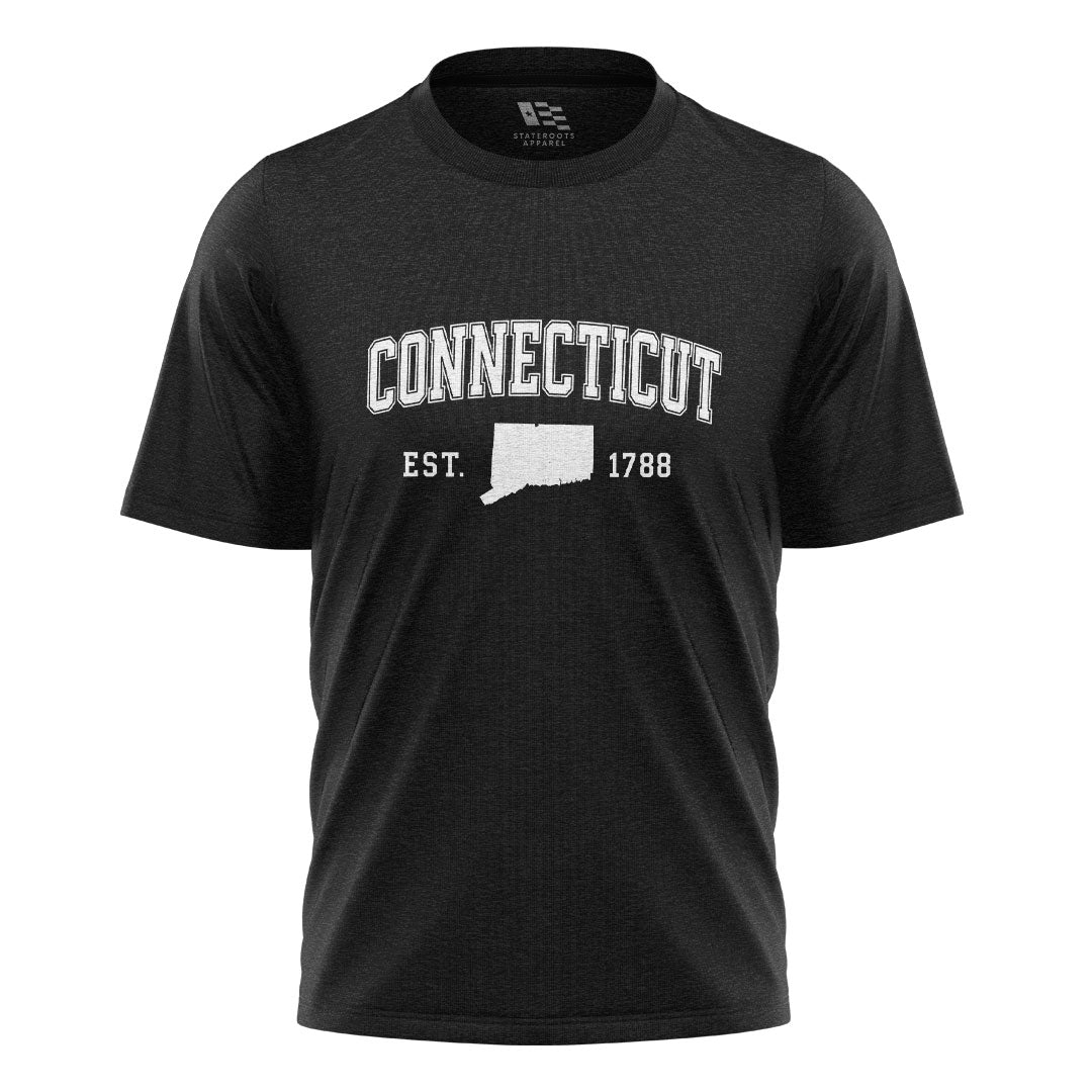 Connecticut Varsity Arch T-Shirt | Est 1788 Heritage Tee - Black