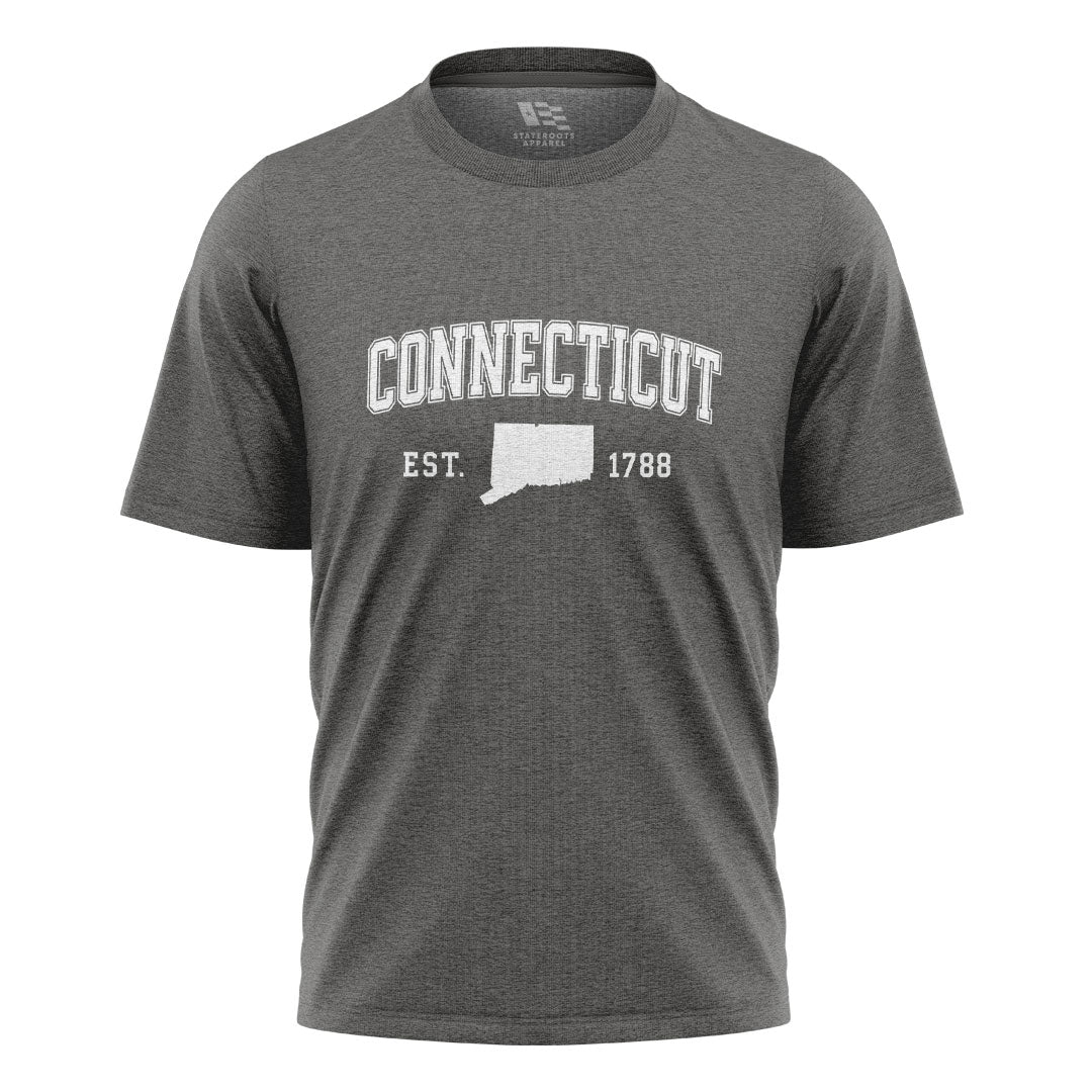 Connecticut Varsity Arch T-Shirt | Est 1788 Heritage Tee - Charcoal