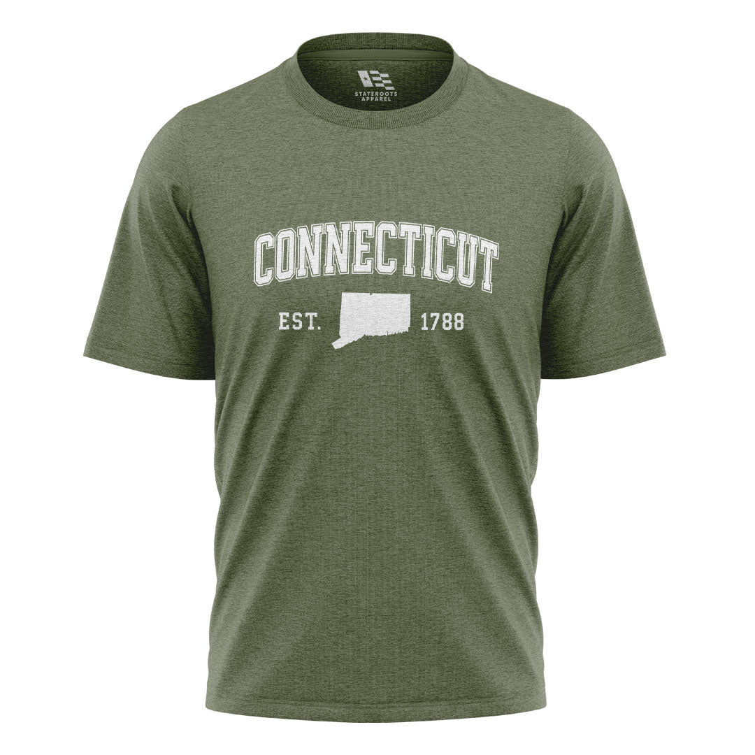 Connecticut Varsity Arch T-Shirt | Est 1788 Heritage Tee - Military Green