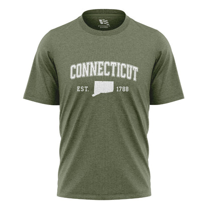 Connecticut Varsity Arch T-Shirt | Est 1788 Heritage Tee - Military Green