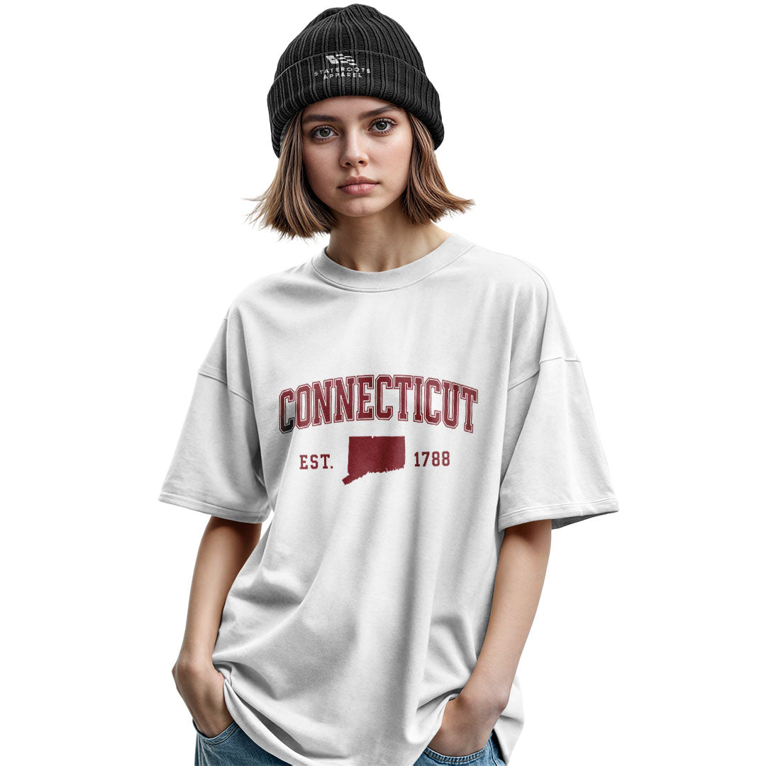 Connecticut Varsity Arch T-Shirt | Est 1788 Heritage Tee - Military Green