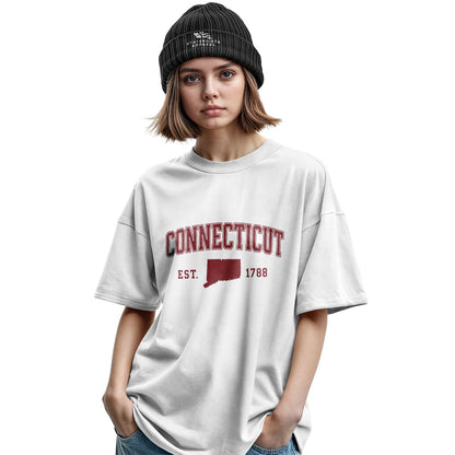 Connecticut Varsity Arch T-Shirt | Est 1788 Heritage Tee - Military Green
