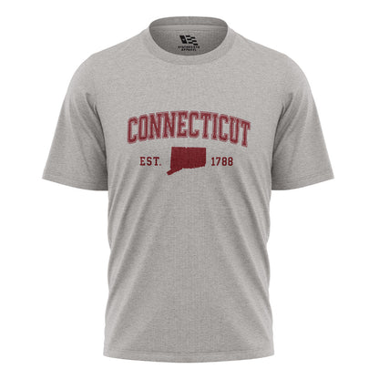 Connecticut Varsity Arch T-Shirt | Est 1788 Heritage Tee - Sport Grey