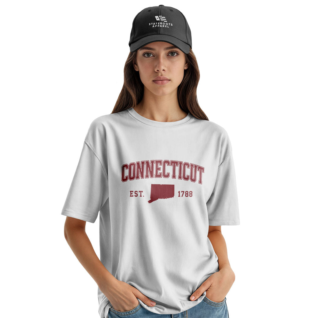 Connecticut Varsity Arch T-Shirt | Est 1788 Heritage Tee - White