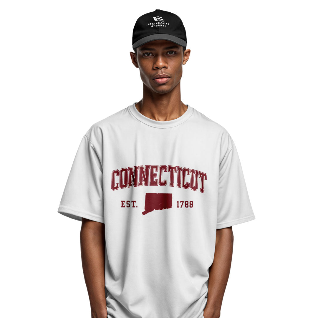Connecticut Varsity Arch T-Shirt | Est 1788 Heritage Tee - White