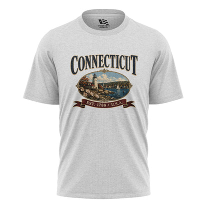 Connecticut Lighthouse T-Shirt | Vintage Banner Tee - White