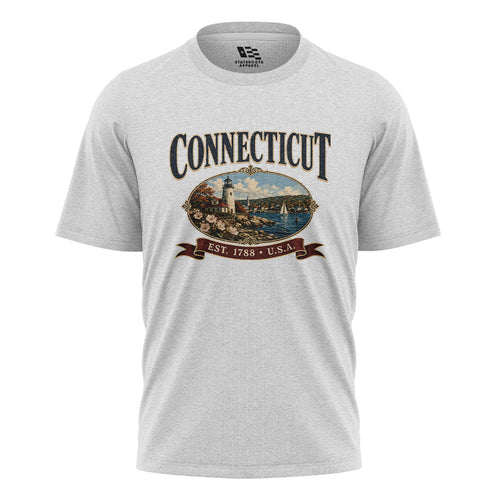 Connecticut Lighthouse T-Shirt | Vintage Banner Tee - White