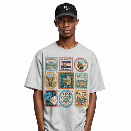 Colorado Travel Stamp T-Shirt | Vintage CO Passport Souvenir Tee