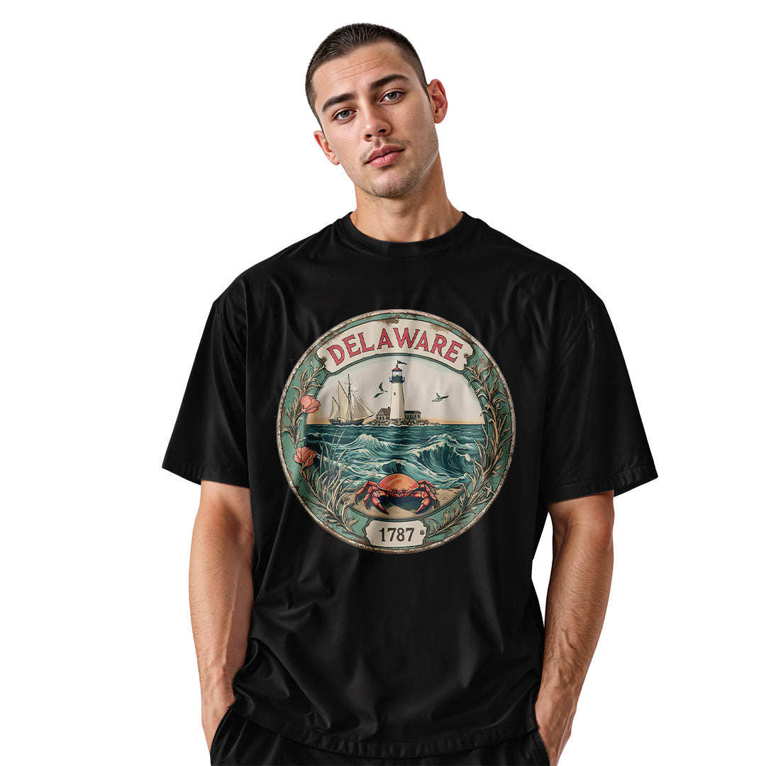 Delaware 1787 Lighthouse Crab Seal Tee | Vintage - black - image 9