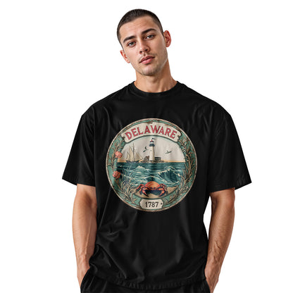 Delaware 1787 Lighthouse Crab Seal Tee | Vintage - black - image 9