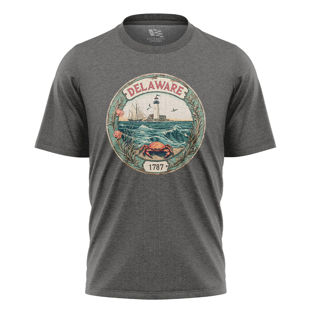 Delaware 1787 Lighthouse Crab Seal Tee | Vintage - charcoal - image 6