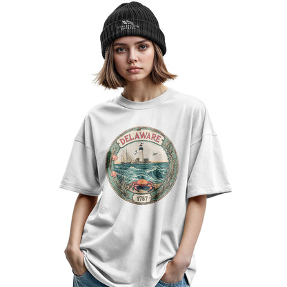 Delaware 1787 Lighthouse Crab Seal Tee | Vintage - military-green - image 7
