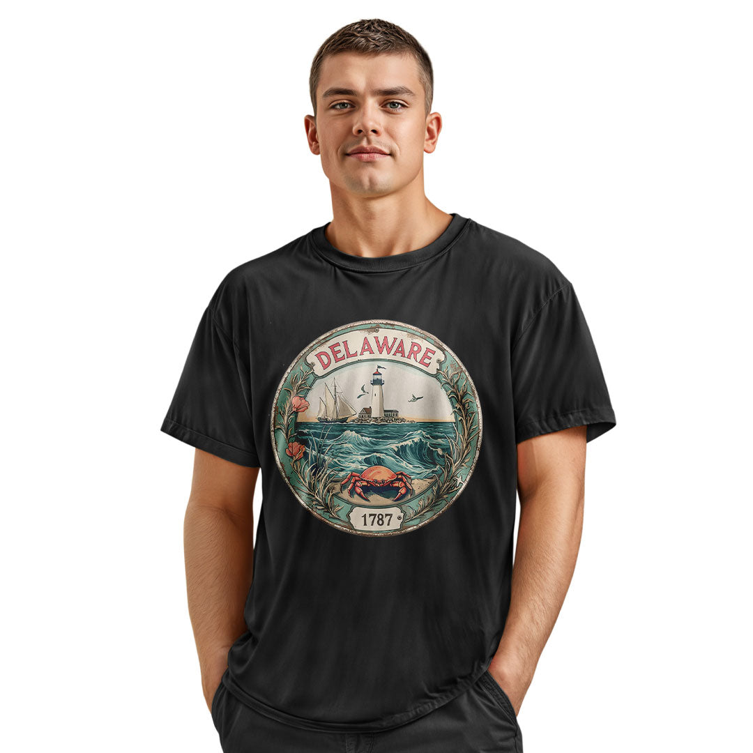 Delaware 1787 Lighthouse Crab Seal Tee | Vintage - navy - image 12