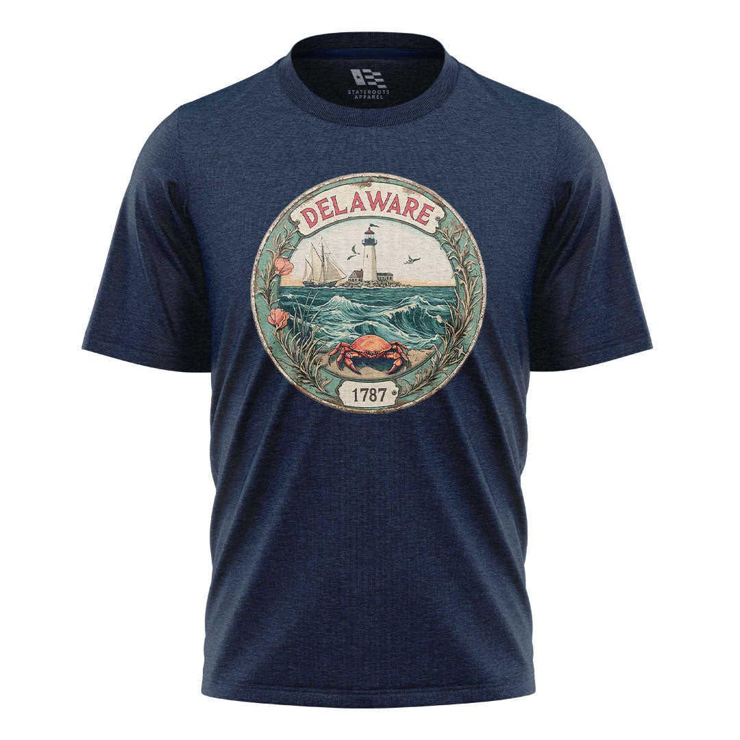 Delaware 1787 Lighthouse Crab Seal Tee | Vintage - navy - image 4