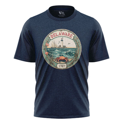 Delaware 1787 Lighthouse Crab Seal Tee | Vintage - navy - image 4