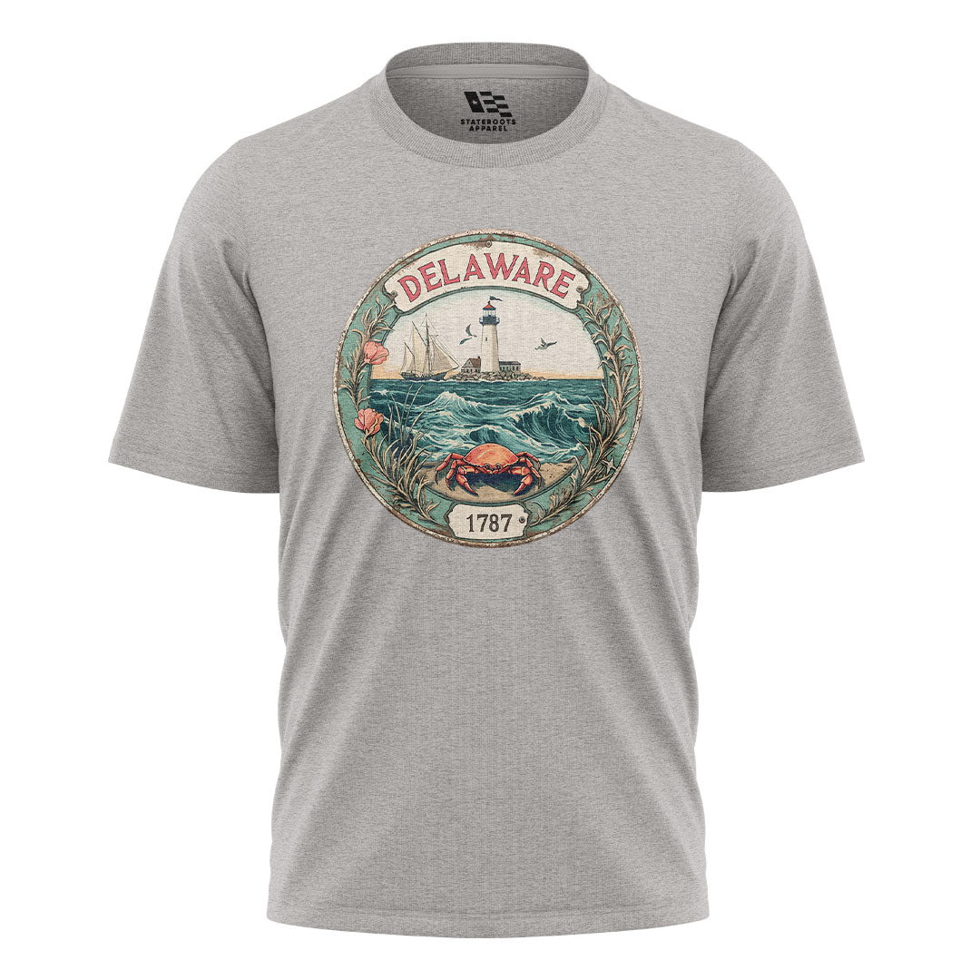 Delaware 1787 Lighthouse Crab Seal Tee | Vintage - sport-grey - image 5