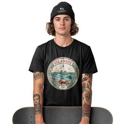Delaware 1787 Lighthouse Crab Seal Tee | Vintage - white - image 10