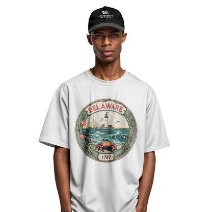 Delaware 1787 Lighthouse Crab Seal Tee | Vintage - white - image 11