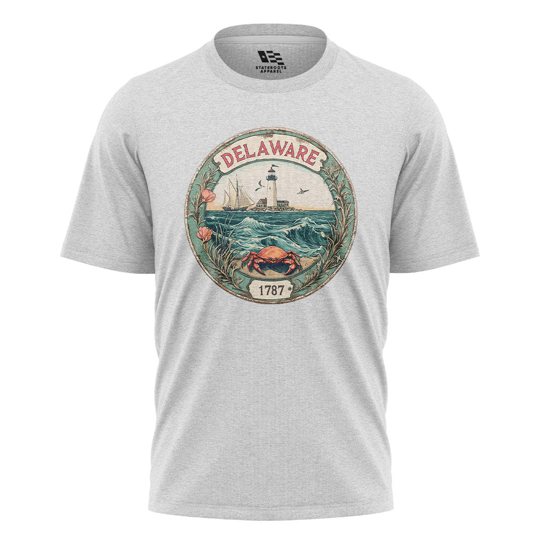 Delaware 1787 Lighthouse Crab Seal Tee | Vintage - white - image 2
