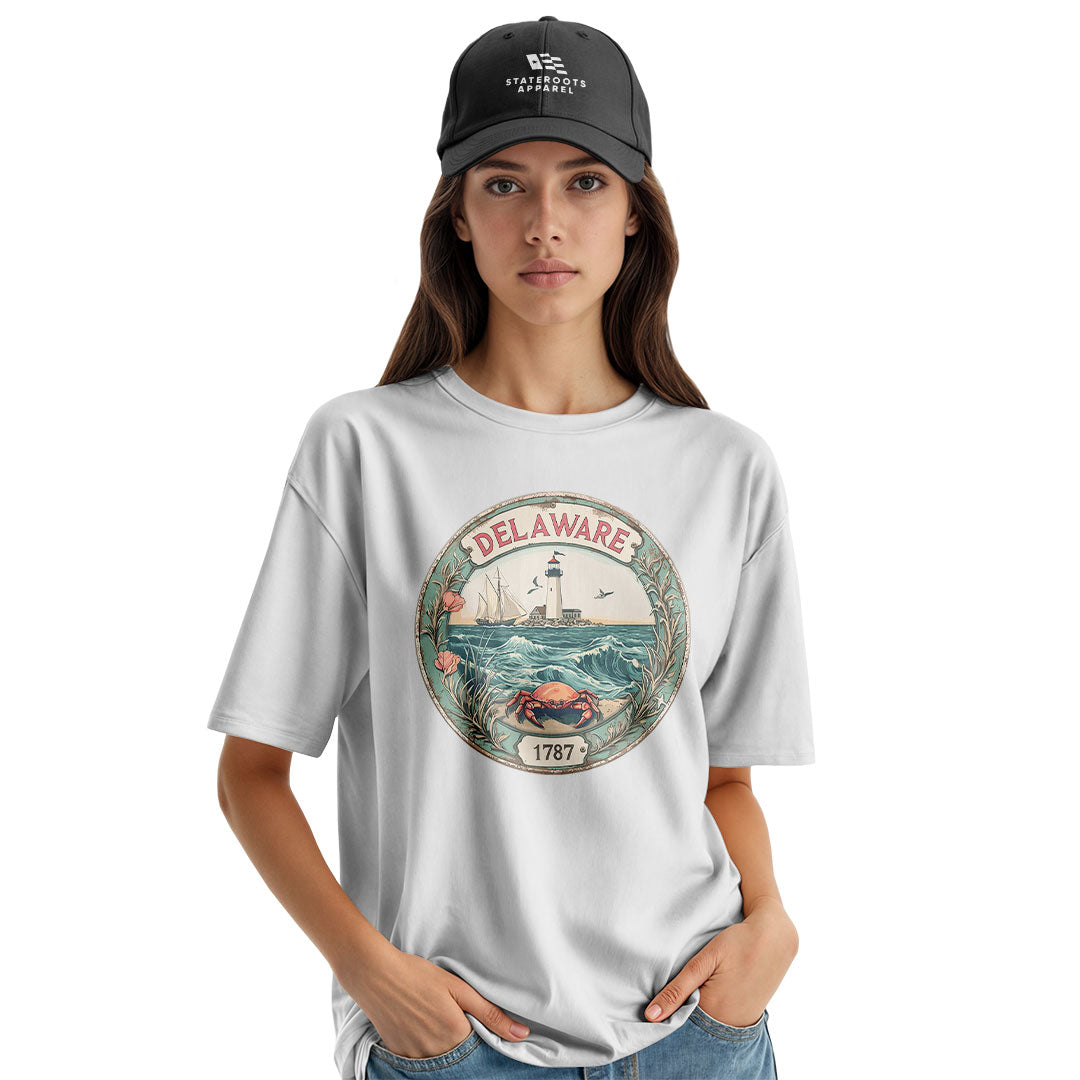 Delaware 1787 Lighthouse Crab Seal Tee | Vintage - white - image 8