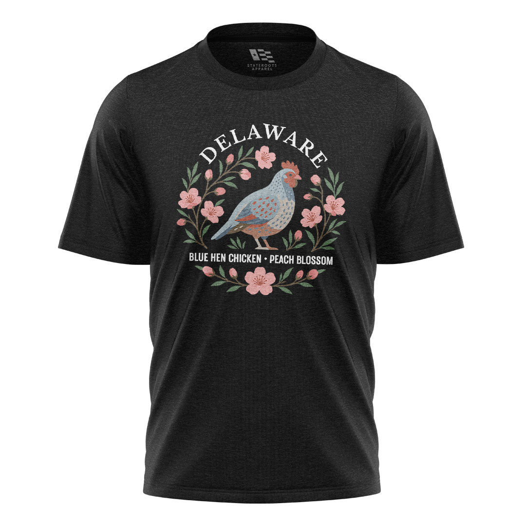 Delaware Blue Hen Peach Blossom T-Shirt | State Symbols - black - image 3