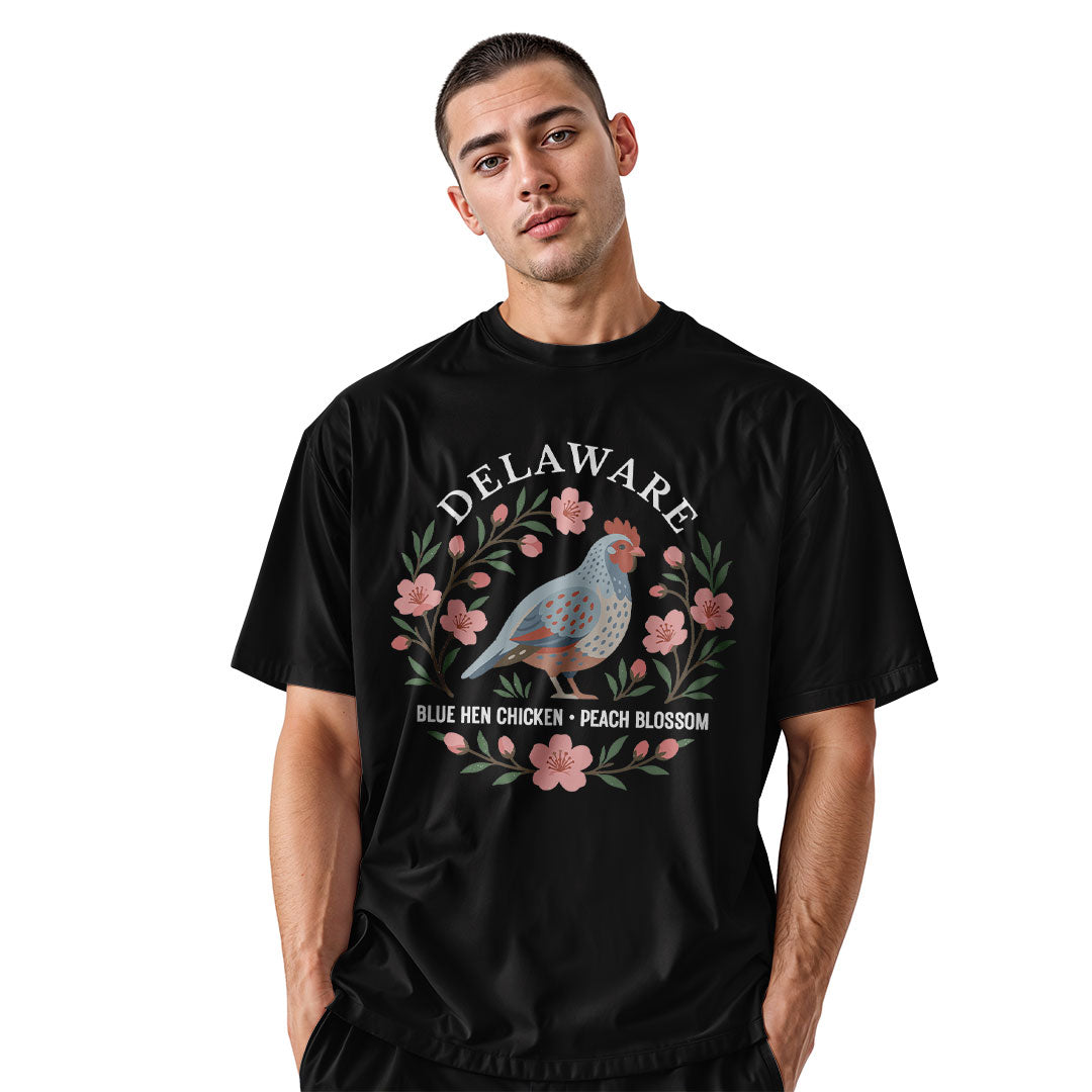 Delaware Blue Hen Peach Blossom T-Shirt | State Symbols - black - image 9