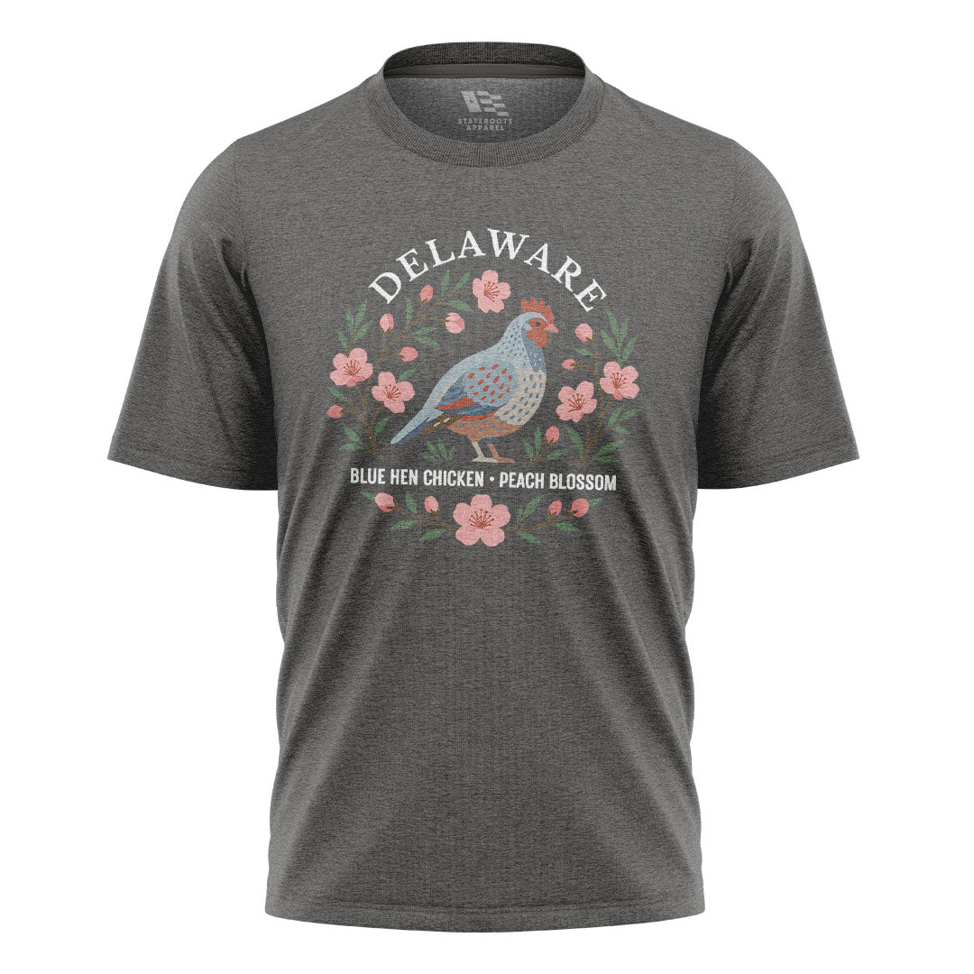 Delaware Blue Hen Peach Blossom T-Shirt | State Symbols - charcoal - image 6