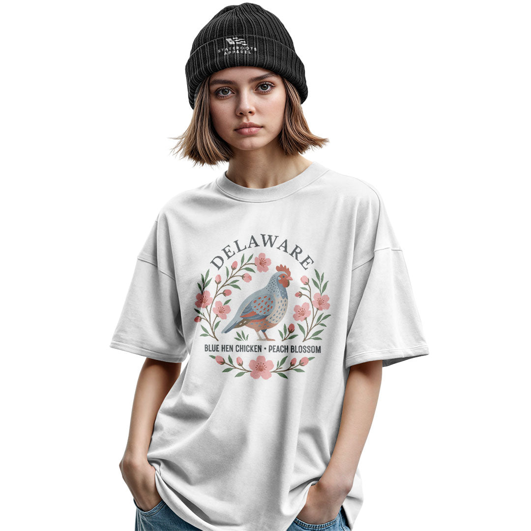 Delaware Blue Hen Peach Blossom T-Shirt | State Symbols - military-green - image 7
