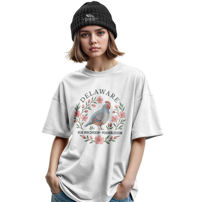 Delaware Blue Hen Peach Blossom T-Shirt | State Symbols - military-green - image 7